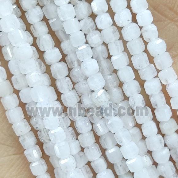 White Moonstone Beads Faceted Cube
