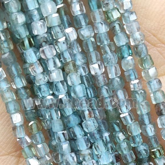 Blue Apatite Beads Faceted Cube