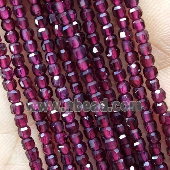 Natural Garnet Cube Beads