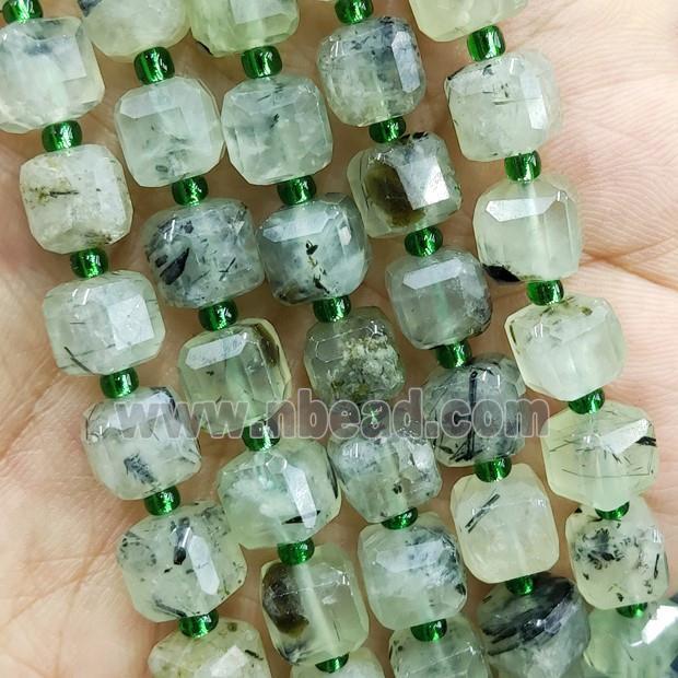 Green Prehnite Beads Faceted Cube