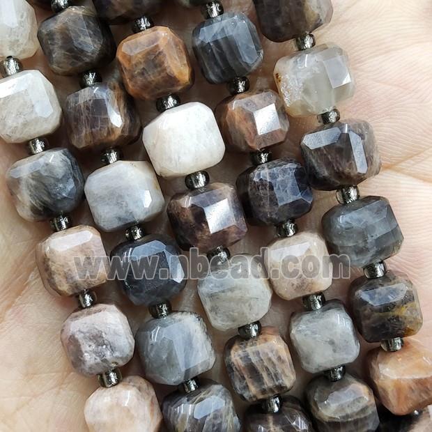MoonStone Beads Multicolor Faceted Cube B-Grade