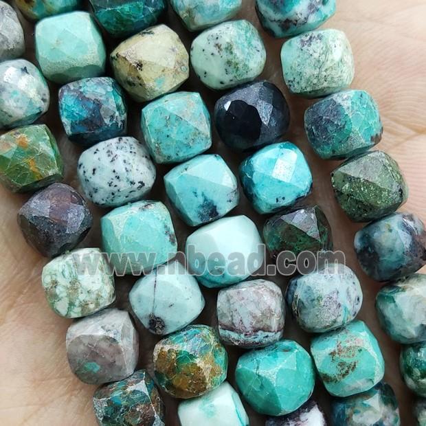Green Chrysocolla Beads Faceted Cube