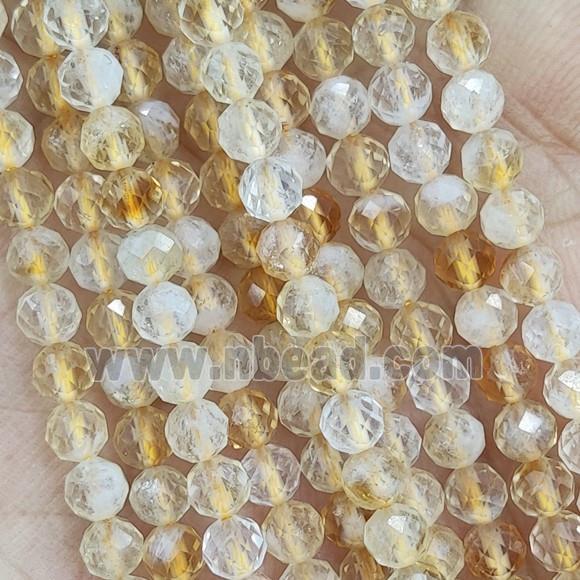 Tiny Citrine Beads Yellow Faceted Round
