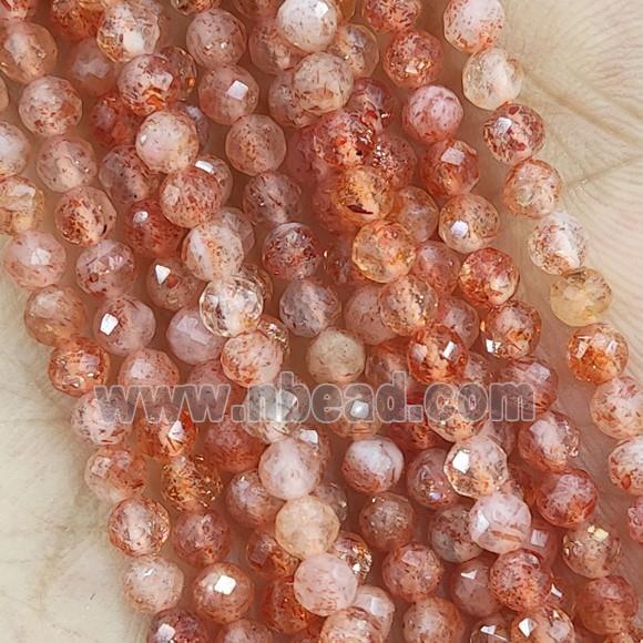 Orange Sunstone Seed Beads Faceted Round AA-Grade