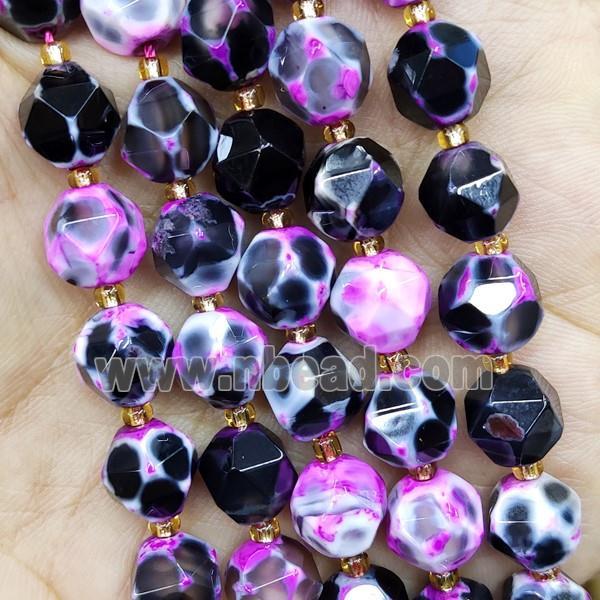 Natural Agate Beads Pink Dye Cut Round