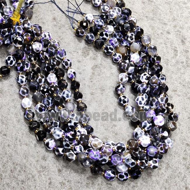 Natural Agate Beads Purple Dye Cut Round