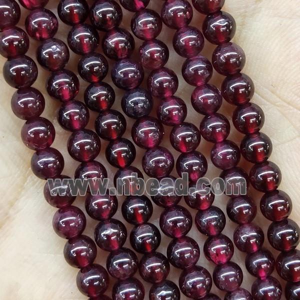 Red Garnet Beads Smooth Round