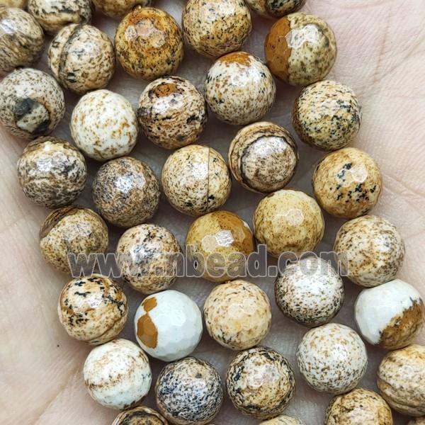 Picture Jasper Beads Faceted Round