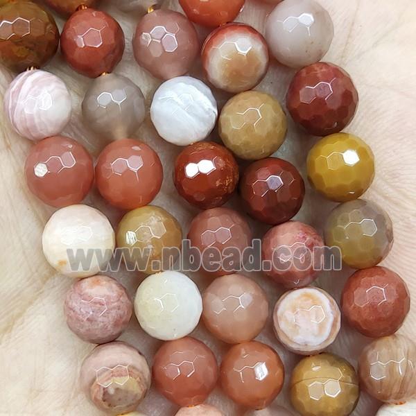 Red Wood Petrified Jasper Beads Faceted Round