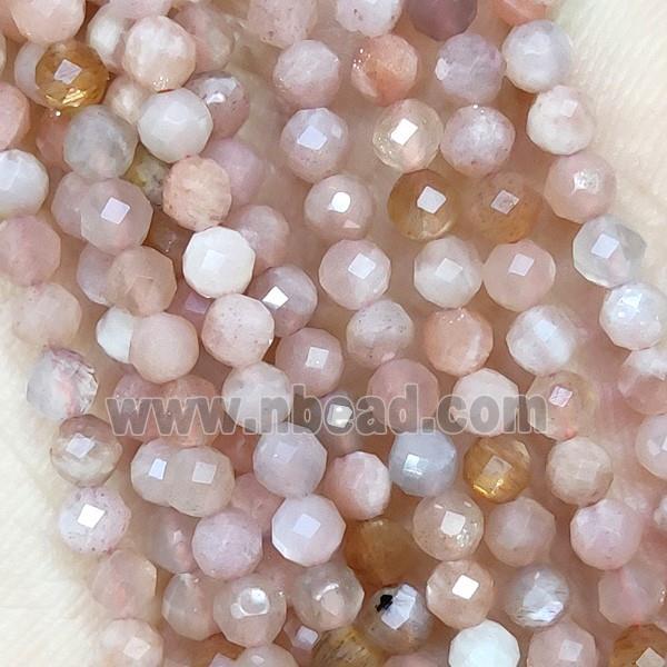 Peach Sunstone Beads Tiny Faceted Round