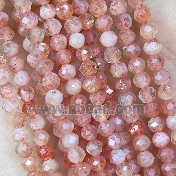 Gold Sunstone Beads Peach Faceted Round