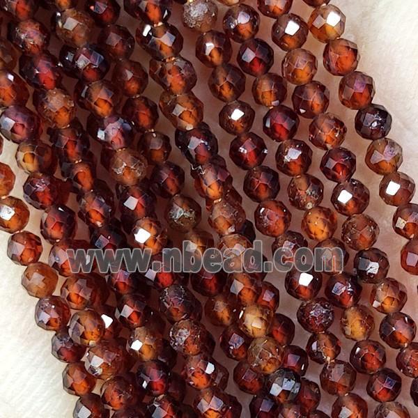 Orange Garnet Beads Faceted Round