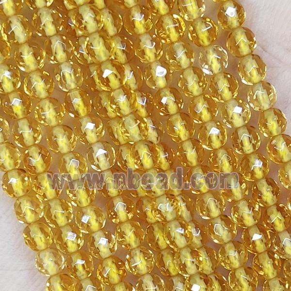 Citrine Beads Yellow Treated Faceted Round