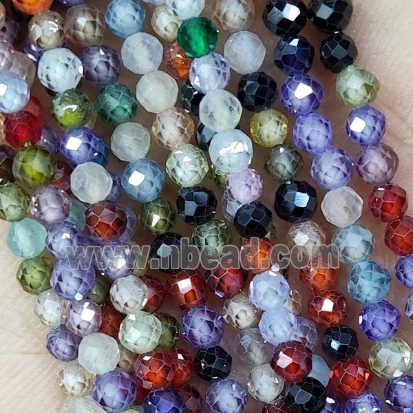 Cubic Zircon Beads Faceted Round Mix Color