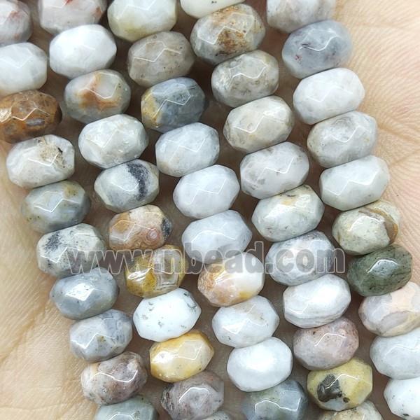 Natural Bamboo Agate Beads Faceted Rondelle