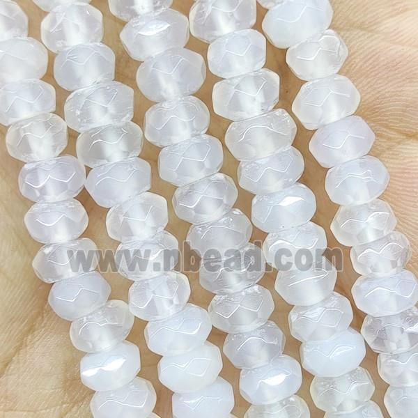 White Agate Beads Faceted Rondelle