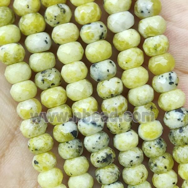 Yellow Turquoise Beads Faceted Rondelle
