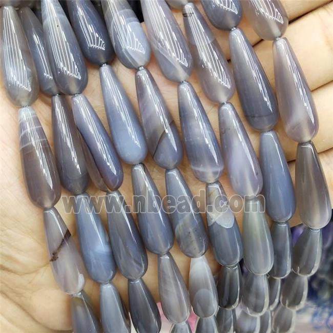 Gray Agate Beads Teardrop