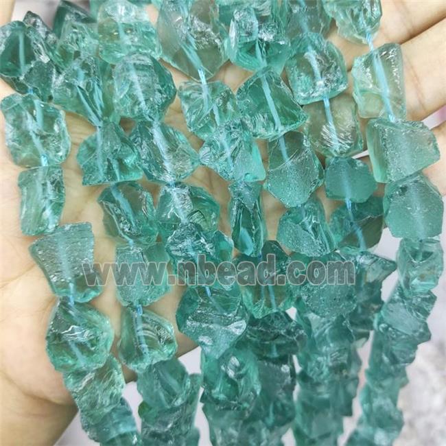 Green Glass Beads Freeform Rough