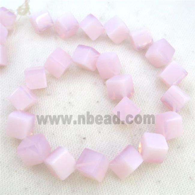 Pink Opalite Cube Beads Corner-Drilled