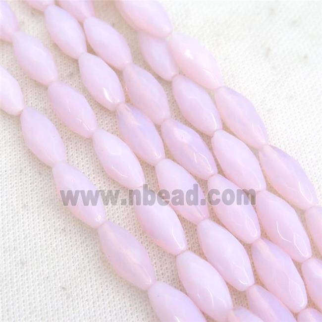 Pink Opalite Beads Faceted Rice