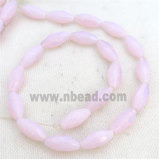 Pink Opalite Beads Faceted Rice