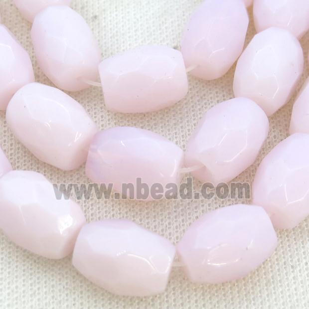 Pink Opalite Beads Faceted Barrel