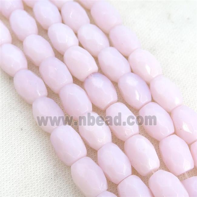 Pink Opalite Beads Faceted Barrel