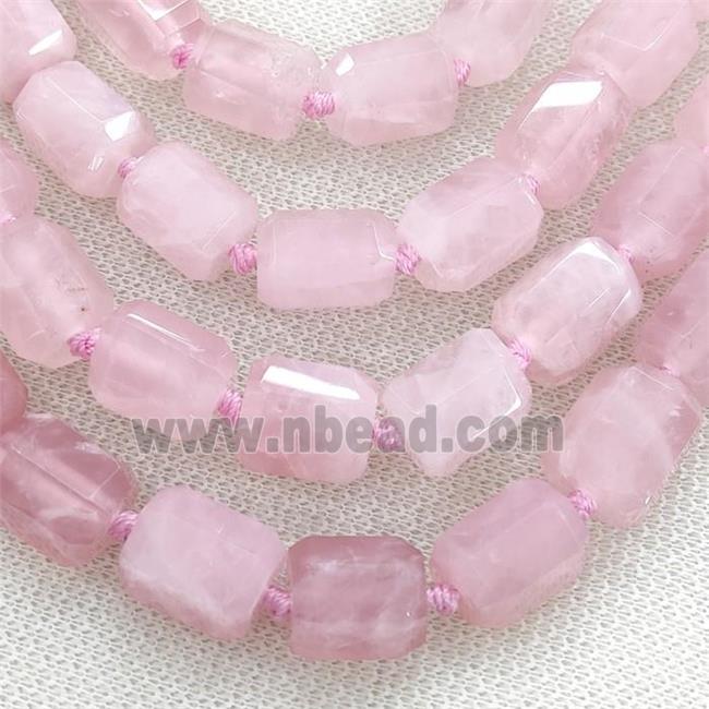 Madagascar Rose Quartz Column Beads Pink Faceted