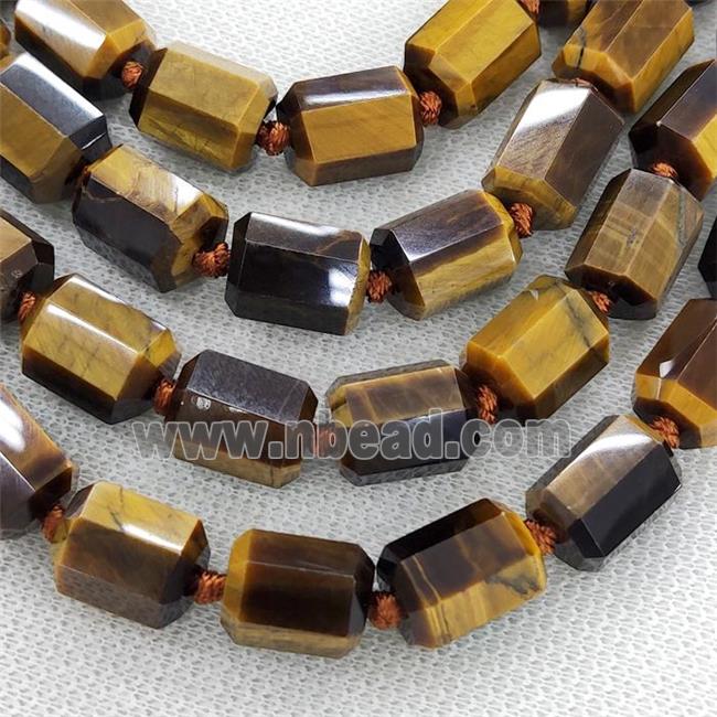 Tiger Eye Stone Column Beads Faceted