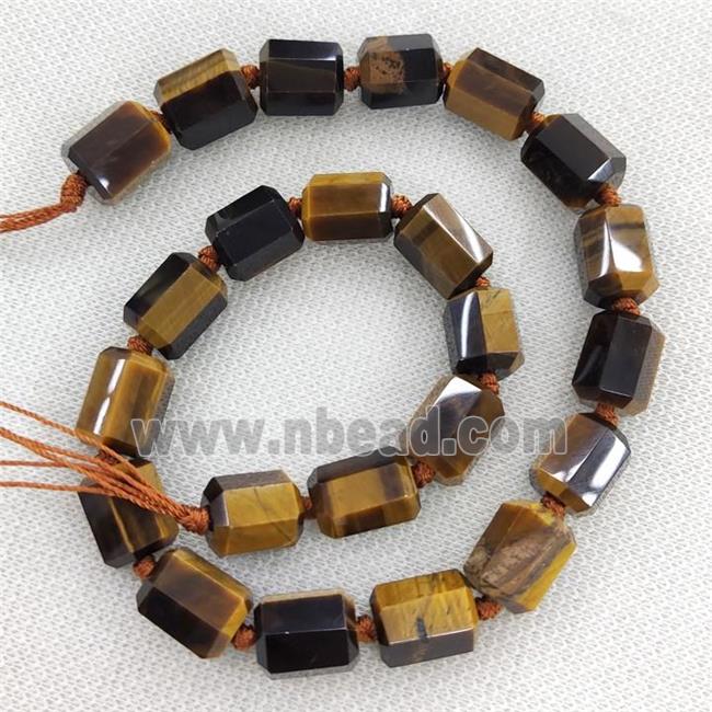 Tiger Eye Stone Column Beads Faceted