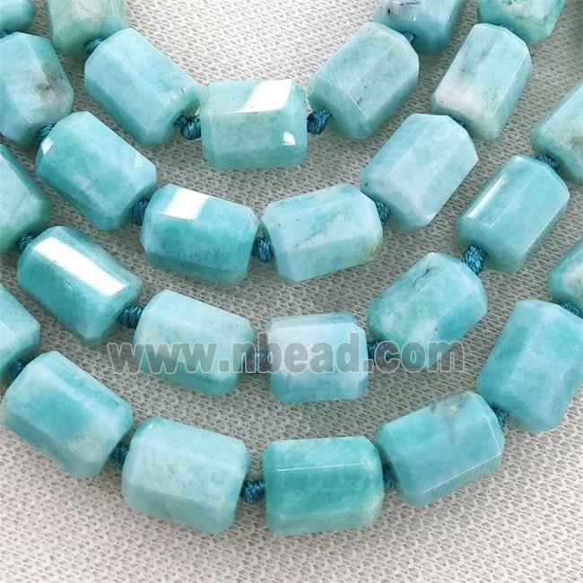 Green Amazonite Column Beads Faceted