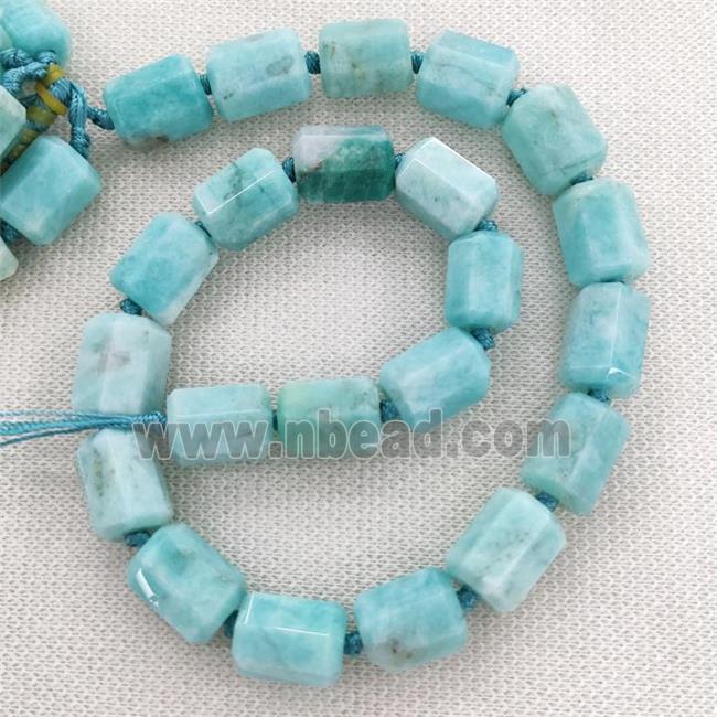 Green Amazonite Column Beads Faceted