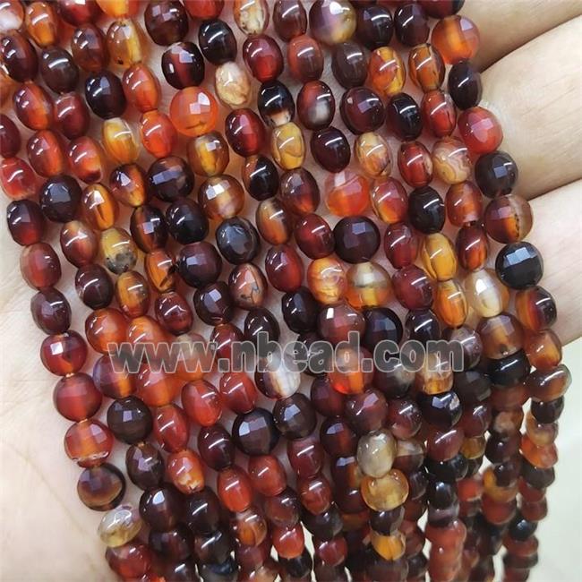 Fancy Agate Beads Faceted Coin Red
