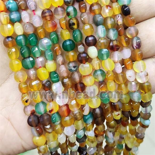 Natural Agate Beads Faceted Coin Yellow Dye