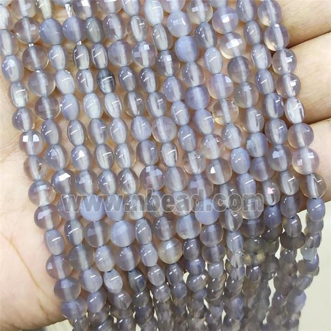 Natural Gray Agate Beads Faceted Coin