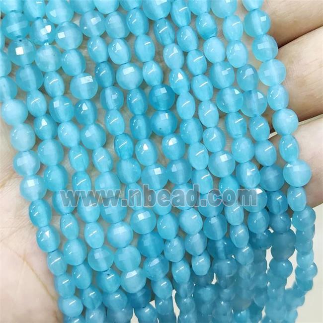 Aqua Jade Beads Faceted Coin Dye
