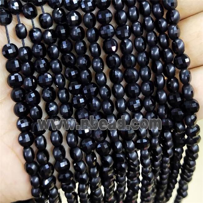 Black Jade Beads Faceted Coin Dye