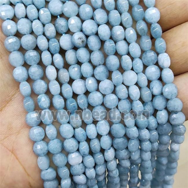 Blue Jade Beads Faceted Coin Dye