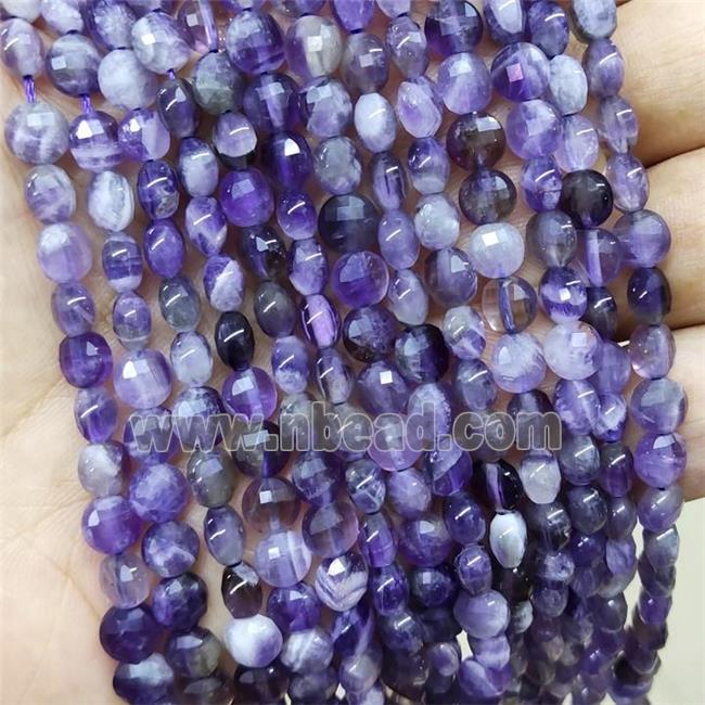 Purple Amethyst Beads Faceted Coin