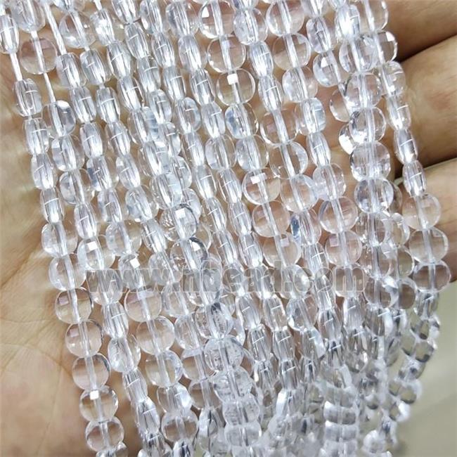 Clear Quartz Beads Faceted Coin
