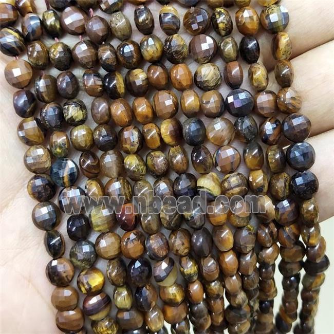 Tiger Eye Stone Coin Beads Faceted Circle