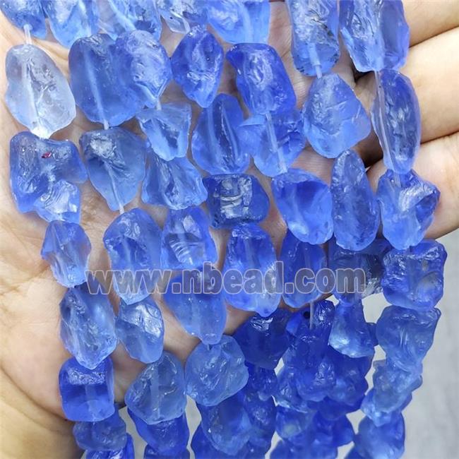 Blue Crystal Glass Beads Freeform Chip