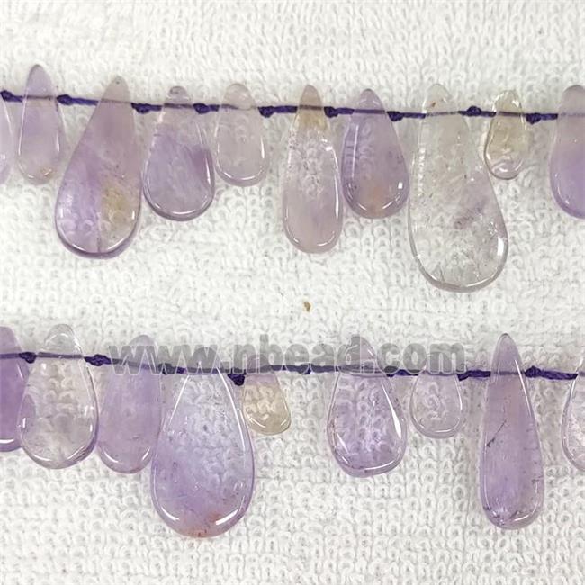 Ametrine Teardrop Beads Purple Graduated Topdrilled