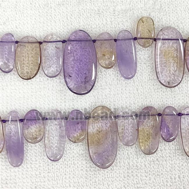 Ametrine Teardrop Beads Purple Graduated Topdrilled A-Grade