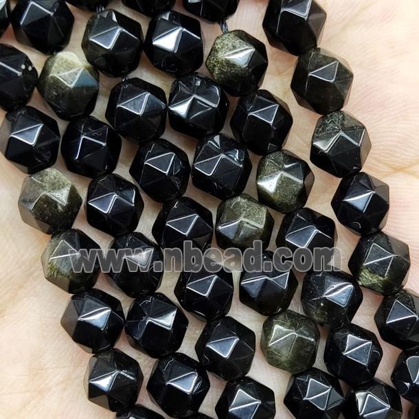Gold Obsidian Beads Cut Round