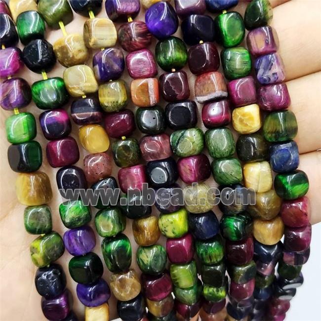 Tiger Eye Stone Cube Beads Mixed Color