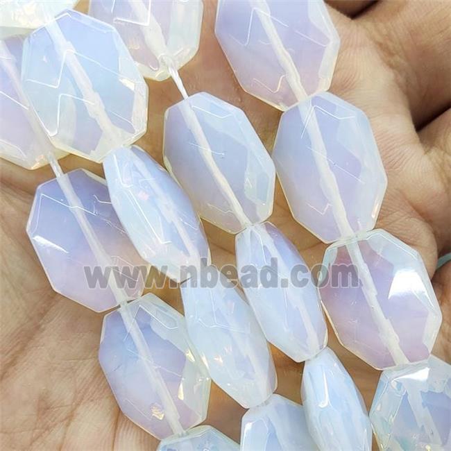 White Opalite Beads Faceted Slice