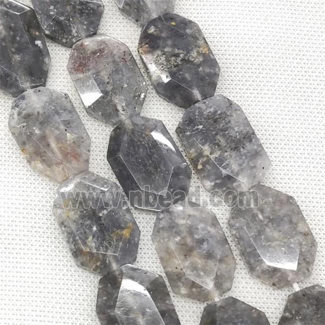 Gray Cloudy Quartz Beads Faceted Slice