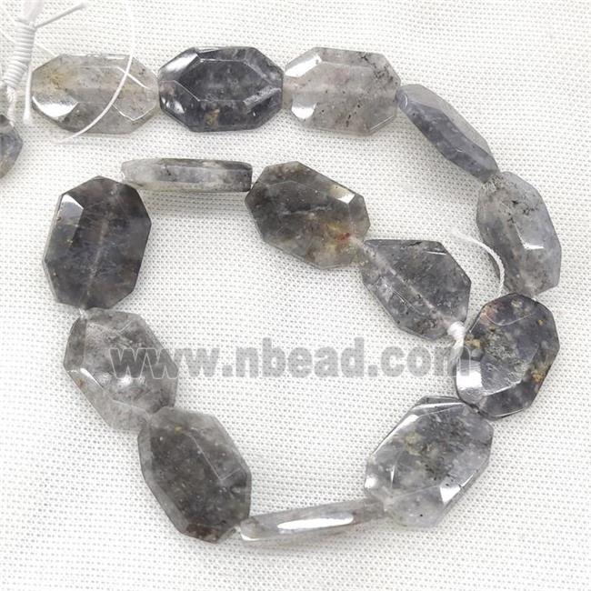 Gray Cloudy Quartz Beads Faceted Slice